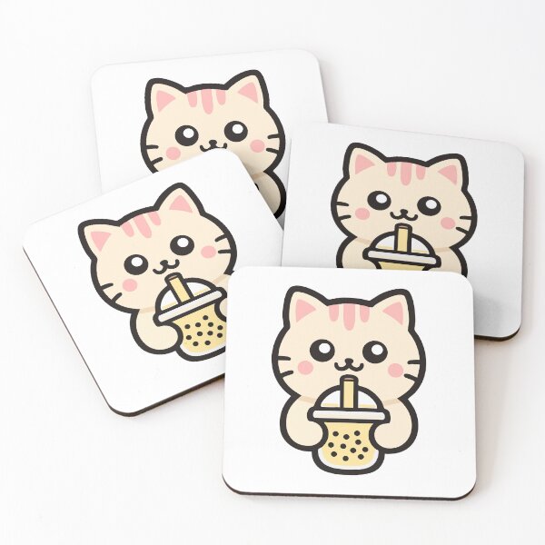 Item preview, Cute Kawaii Cat Drinking Bubble Tea designed and sold by IYI.