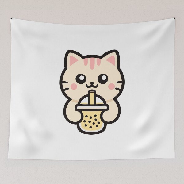 Item preview, Cute Kawaii Cat Drinking Bubble Tea designed and sold by IYI.