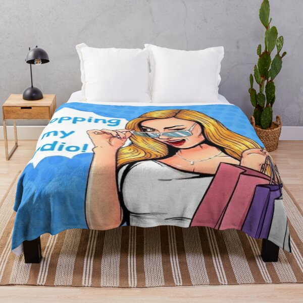 Item preview, Shopping is my cardio! [Popart woman winking with shopping bags] designed and sold by neworderu2.