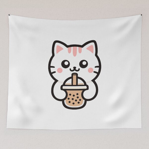 Item preview, Cute Kawaii Cat Drinking Bubble Tea designed and sold by IYI.
