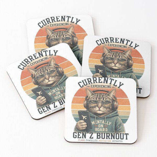 Item preview, Currently Experiencing Gen Z Burnout Funny Cat Retro Mental Health Design designed and sold by Zenvique Art.