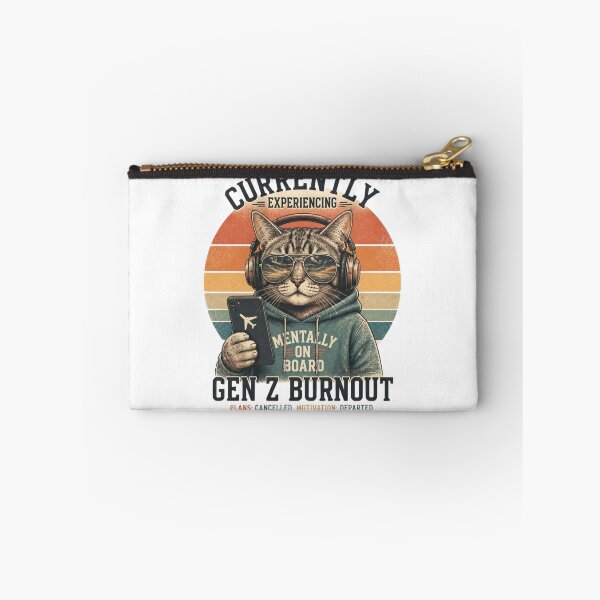 Item preview, Currently Experiencing Gen Z Burnout Funny Cat Retro Mental Health Design designed and sold by Zenvique Art.