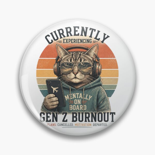 Item preview, Currently Experiencing Gen Z Burnout Funny Cat Retro Mental Health Design designed and sold by Zenvique Art.