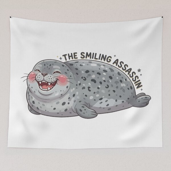 Item preview, The Smiling Assassin Cute Leopard Seal Meme designed and sold by Petzzz.