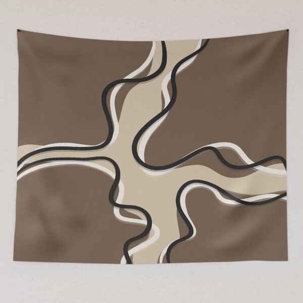 Item preview, Abstract Wavy Line Art – Minimal Earth Tone Organic Design designed and sold by Barelythere2324.