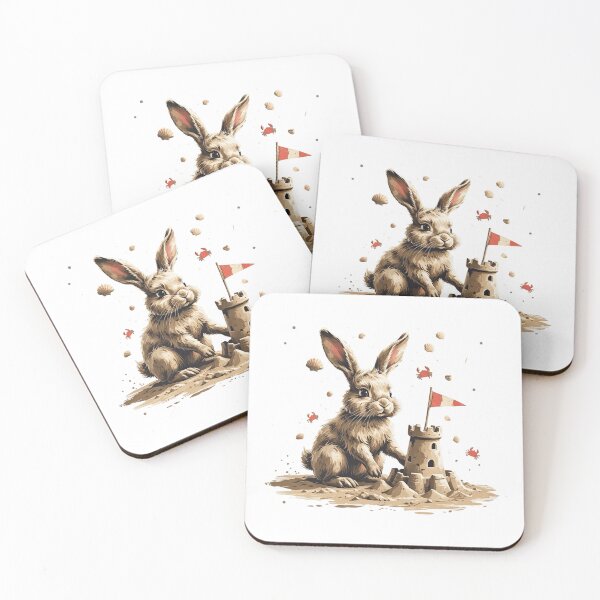 Item preview, Bunny with Sandcastle Flag designed and sold by AQUILAKREO.
