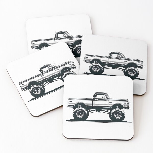 Item preview, Vintage Offroad Pickup Truck Black and White Illustration designed and sold by Smoking_Animals .