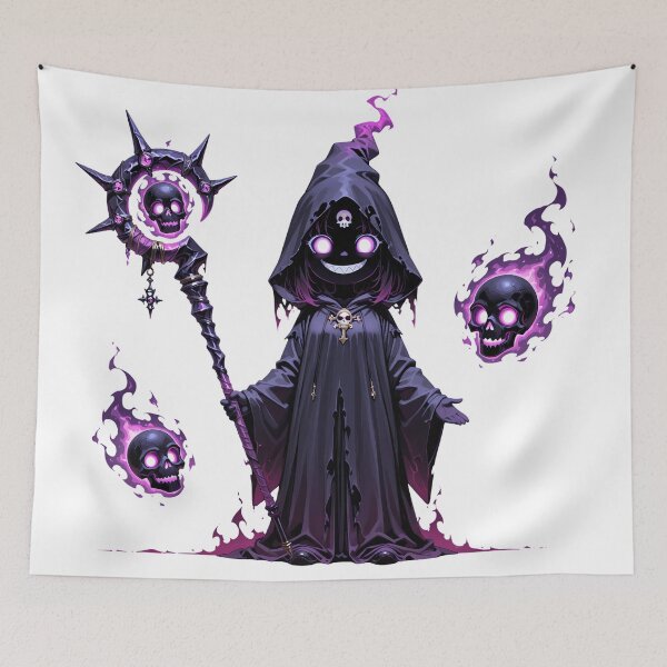 Item preview, Cute Shadow Warlock Chibi | Dark Fantasy Mage with Purple Ghost Flames designed and sold by TattooDrive.