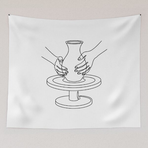 Item preview, Pottery Hands Line Art – Minimalist Ceramics & Pottery Hobby Design designed and sold by Fuechse.