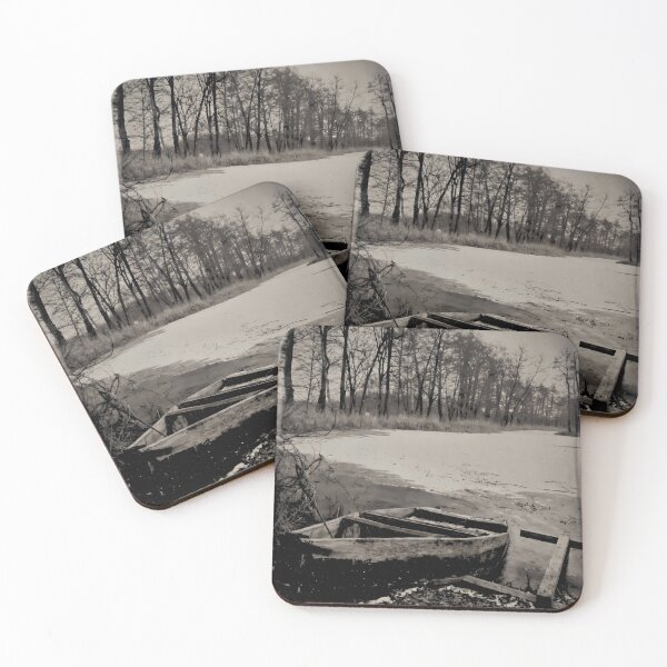 Item preview, Vintage Abandoned Boat on Frozen Winter Lake Dark Aesthetic designed and sold by MorbidDreams.