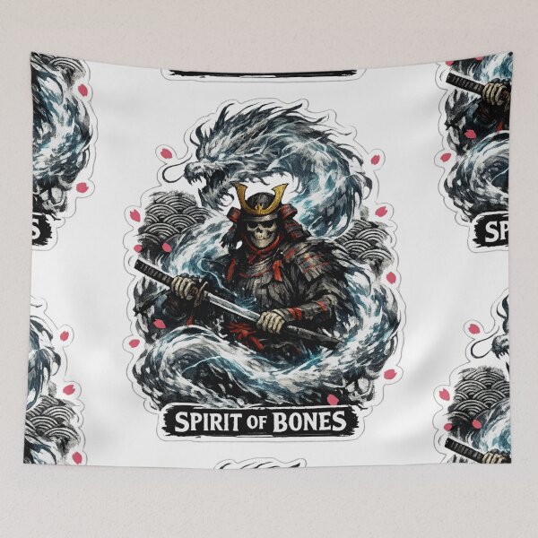 Item preview, Spirit of Bones Skeleton Samurai Dragon Sticker designed and sold by Ecocrushstudio.