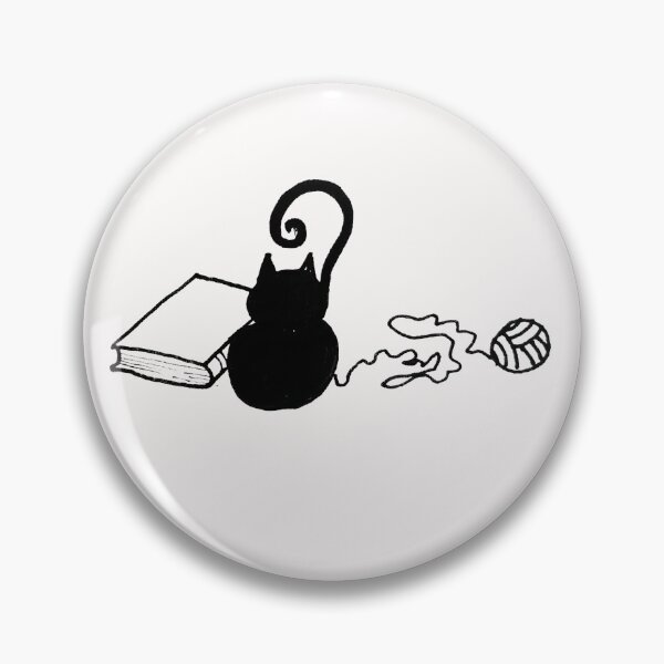 Item preview, Black Cat Reading, Cozy Book Lover Cat with Yarn designed and sold by Vesivariart.