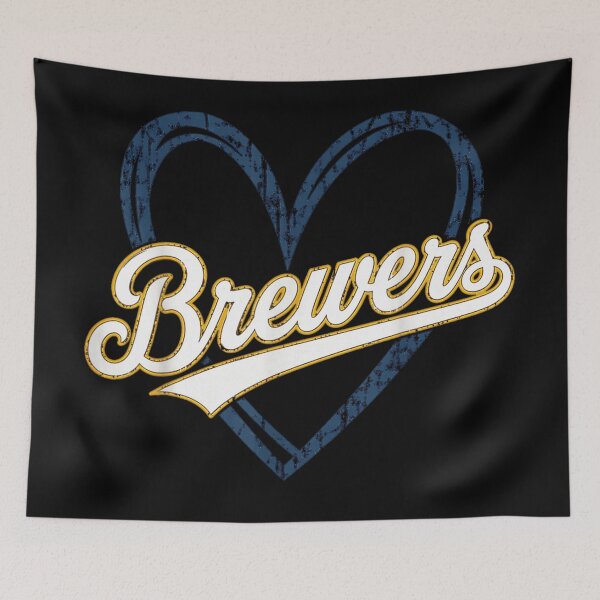 Item preview, Brewers Baseball Heart Blue Gold Vintage Script Sport Fan Team Spirit Gift designed and sold by StuZabine.