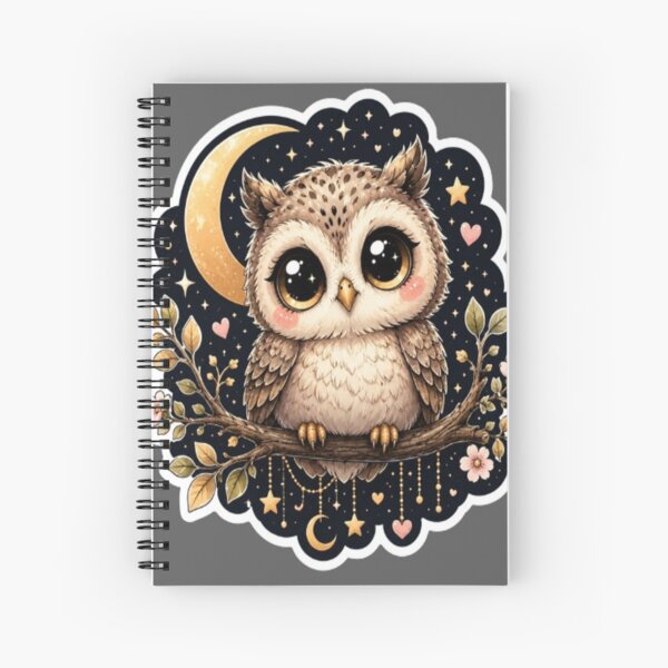 Item preview, Cute Baby Owl Under Moon Sticker | Kawaii Night Owl with Big Eyes designed and sold by GRYFFWEAR.