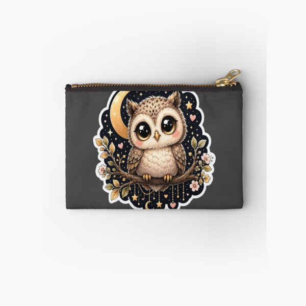 Item preview, Cute Baby Owl Under Moon Sticker | Kawaii Night Owl with Big Eyes designed and sold by GRYFFWEAR.