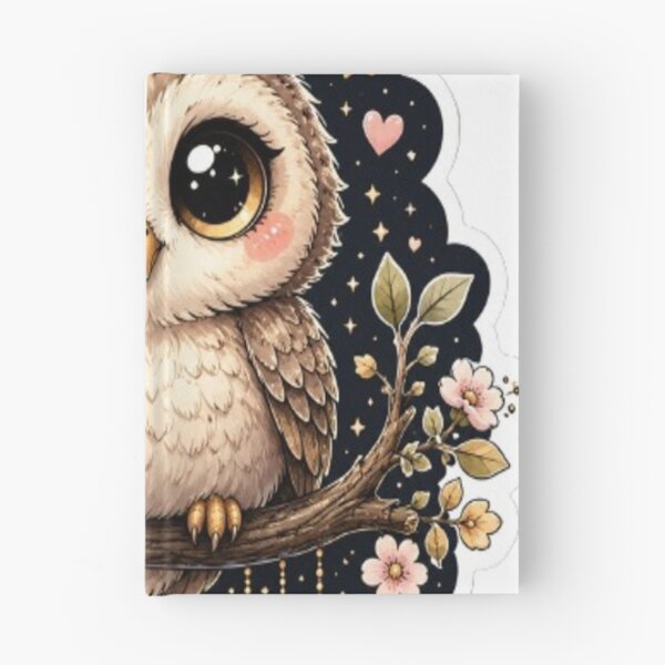 Item preview, Cute Baby Owl Under Moon Sticker | Kawaii Night Owl with Big Eyes designed and sold by GRYFFWEAR.