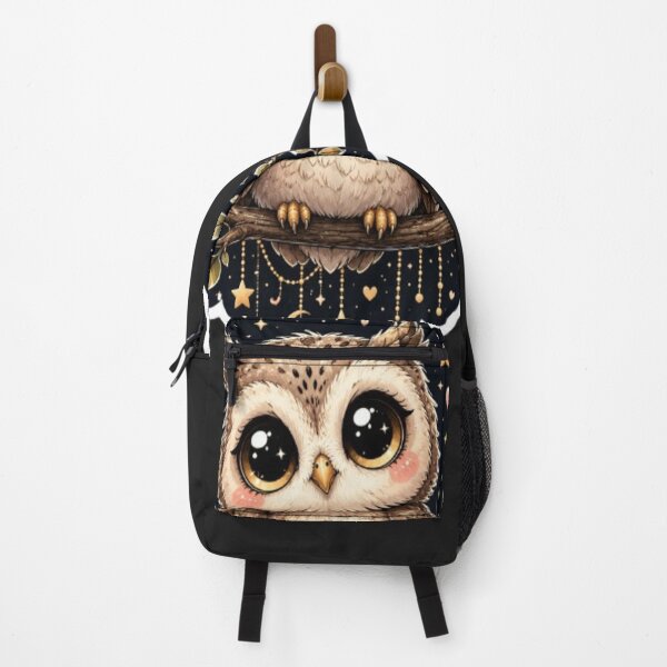 Item preview, Cute Baby Owl Under Moon Sticker | Kawaii Night Owl with Big Eyes designed and sold by GRYFFWEAR.