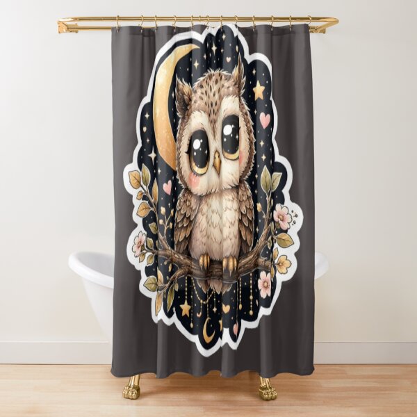 Item preview, Cute Baby Owl Under Moon Sticker | Kawaii Night Owl with Big Eyes designed and sold by GRYFFWEAR.