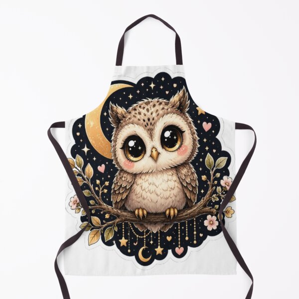 Item preview, Cute Baby Owl Under Moon Sticker | Kawaii Night Owl with Big Eyes designed and sold by GRYFFWEAR.