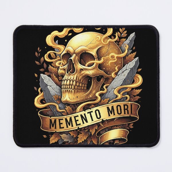 Item preview, Memento Mori Golden Skull with Botanical Leaves and Stones designed and sold by nuel-art.