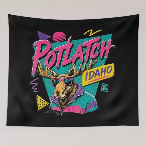 Item preview, Vintage 80s Style Potlatch Idaho Cool Moose Wearing Sunglasses Retro Design designed and sold by PhocoNibict.