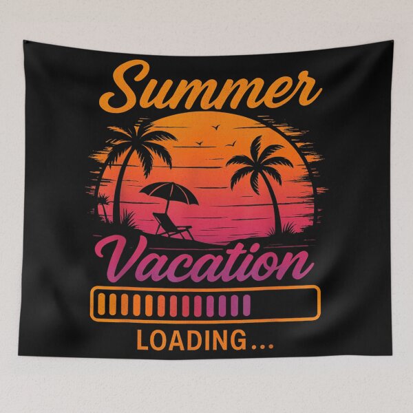 Item preview, Summer Vacation Loading Retro Sunset Beach Palm Trees Tropical Holiday Vibe designed and sold by PhocoNibict.
