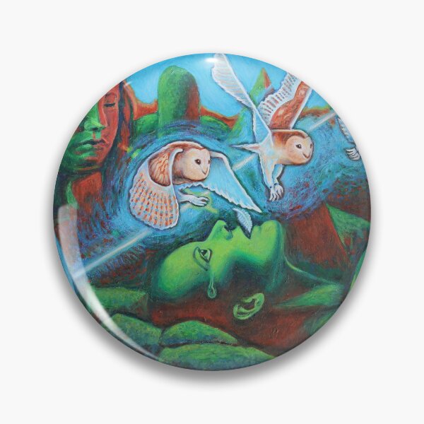Item preview, Surreal Owls and Human Faces – Symbolic Oil Painting 'Owl of Dissociation' designed and sold by RShirleyFineArt.