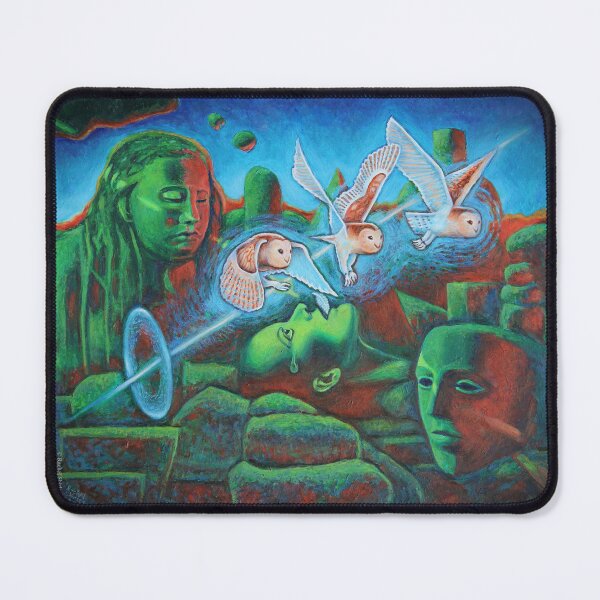 Item preview, Surreal Owls and Human Faces – Symbolic Oil Painting 'Owl of Dissociation' designed and sold by RShirleyFineArt.