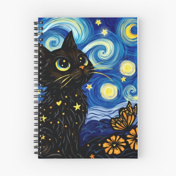 Item preview, Starry Night Cat Vincent Van Gogh Style Black Cat Lover Gift designed and sold by Thread&Fable.