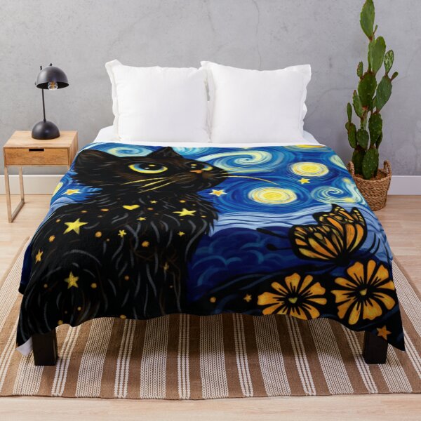 Item preview, Starry Night Cat Vincent Van Gogh Style Black Cat Lover Gift designed and sold by Thread&Fable.