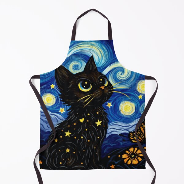 Item preview, Starry Night Cat Vincent Van Gogh Style Black Cat Lover Gift designed and sold by Thread&Fable.