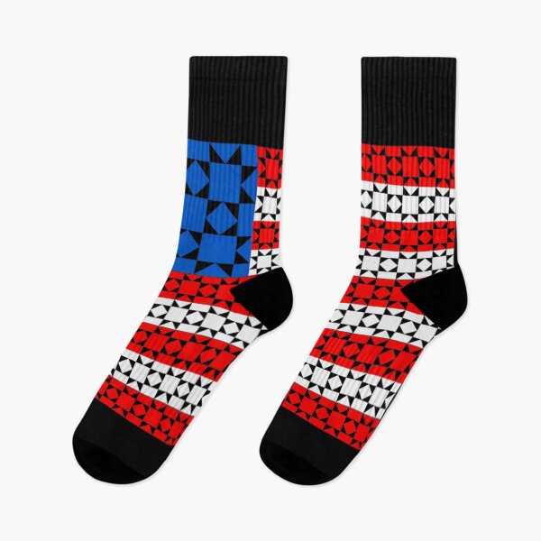 Item preview, Modern Geometric American Flag Quilt Pattern USA Patriotic Abstract Art Design designed and sold by NgumohaLanke.