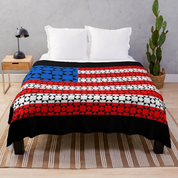 Item preview, Modern Geometric American Flag Quilt Pattern USA Patriotic Abstract Art Design designed and sold by NgumohaLanke.