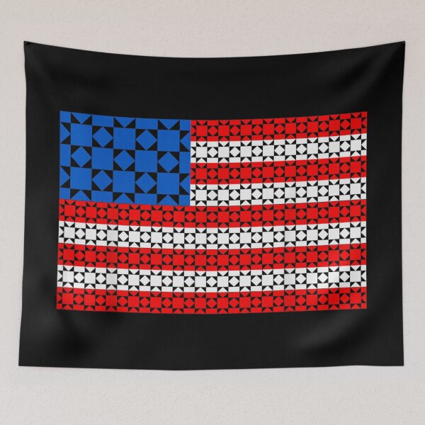 Item preview, Modern Geometric American Flag Quilt Pattern USA Patriotic Abstract Art Design designed and sold by NgumohaLanke.