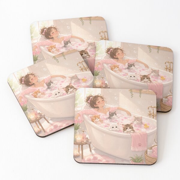 Item preview, Magical Bath Time with Cute Cats designed and sold by PeplumiArt.