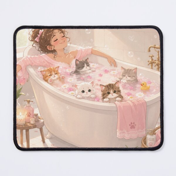 Item preview, Magical Bath Time with Cute Cats designed and sold by PeplumiArt.