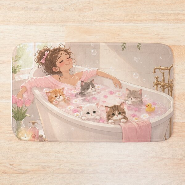 Item preview, Magical Bath Time with Cute Cats designed and sold by PeplumiArt.