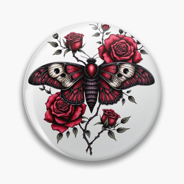 Item preview, Gothic Death Moth & Crimson Roses designed and sold by NightSpell.
