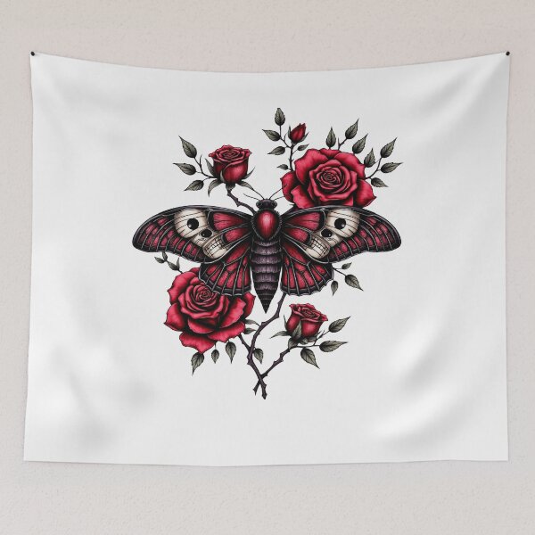 Item preview, Gothic Death Moth & Crimson Roses designed and sold by NightSpell.