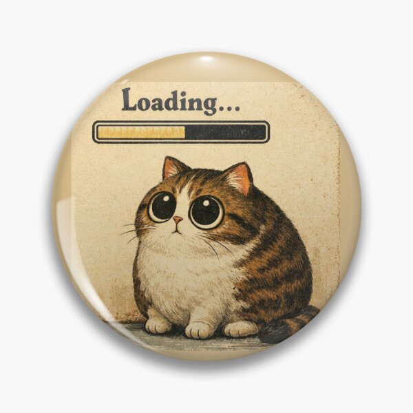 Item preview, Funny Loading Cat Vintage Design – Cute Big Eyed Kitten Retro Illustration designed and sold by MariMarArt.