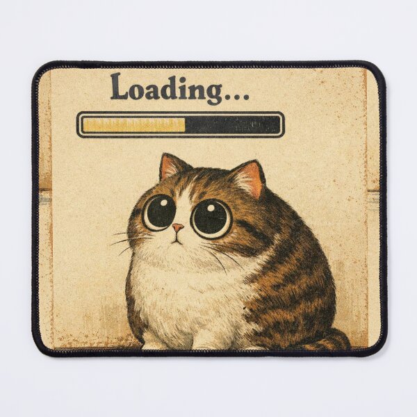 Item preview, Funny Loading Cat Vintage Design – Cute Big Eyed Kitten Retro Illustration designed and sold by MariMarArt.