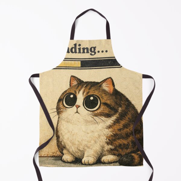 Item preview, Funny Loading Cat Vintage Design – Cute Big Eyed Kitten Retro Illustration designed and sold by MariMarArt.
