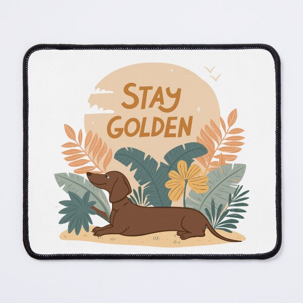 Item preview, Stay Golden Retro Dachshund Design with Tropical Leaves and Sunset Background designed and sold by Ahmed-khafagy.