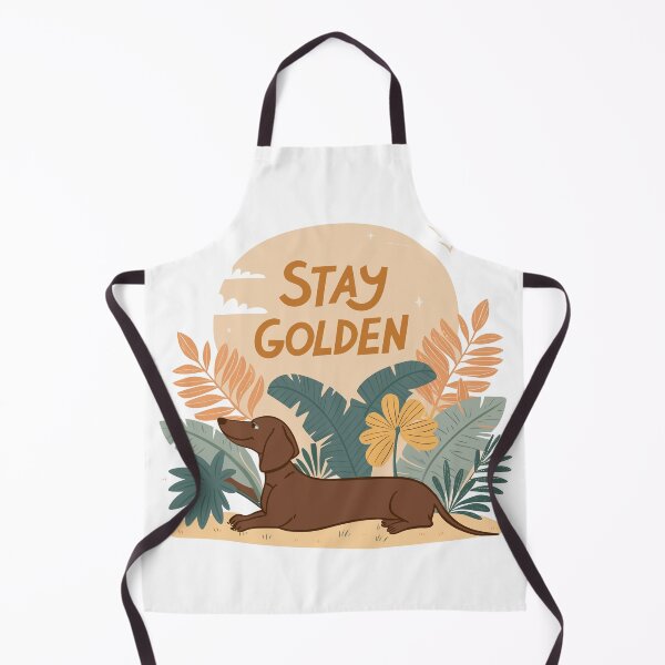 Item preview, Stay Golden Retro Dachshund Design with Tropical Leaves and Sunset Background designed and sold by Ahmed-khafagy.