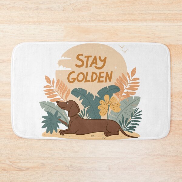 Item preview, Stay Golden Retro Dachshund Design with Tropical Leaves and Sunset Background designed and sold by Ahmed-khafagy.