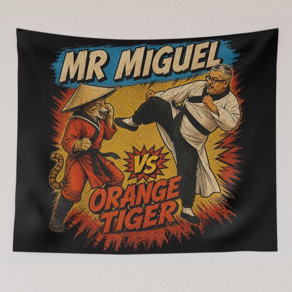 Item preview, Mr Miguel vs Orange Tiger Martial Arts Karate Cat Kung Fu Fight designed and sold by KrystinaGiGi.
