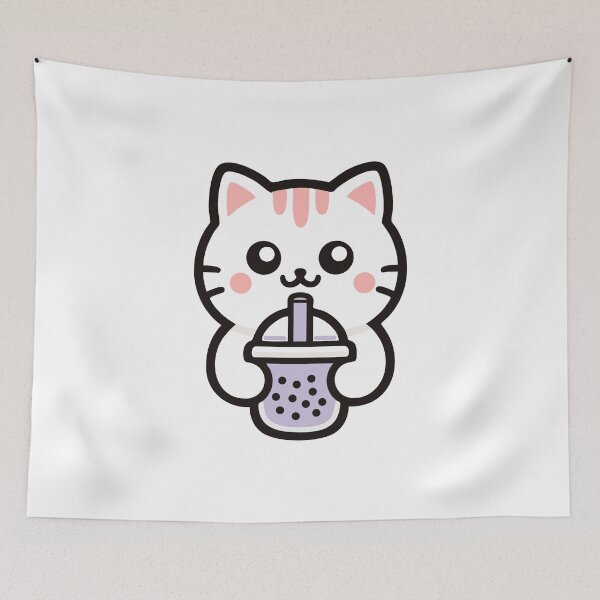Item preview, Cute Kawaii Cat Drinking Bubble Tea designed and sold by IYI.