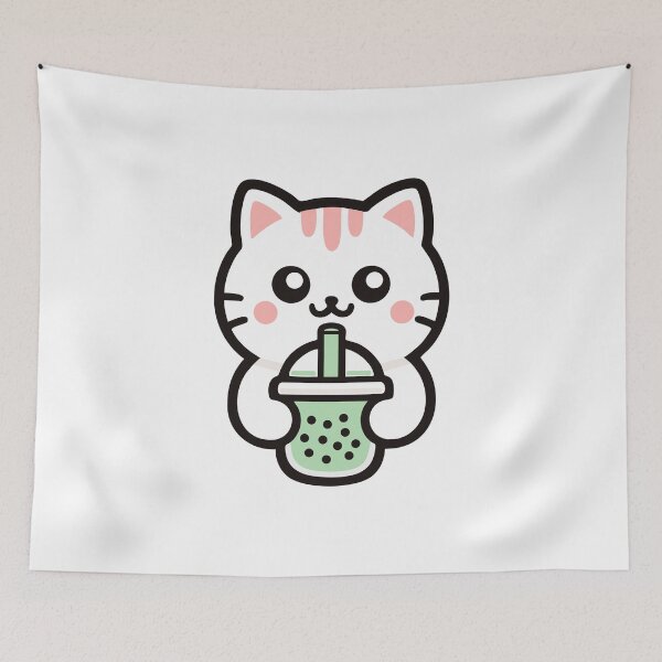 Item preview, Cute Kawaii Cat Drinking Bubble Tea designed and sold by IYI.