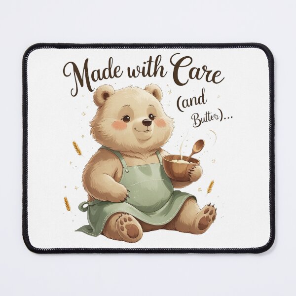 Item preview, Made With Care And Butter Funny Baking Bear Cottagecore designed and sold by AQUILAKREO.