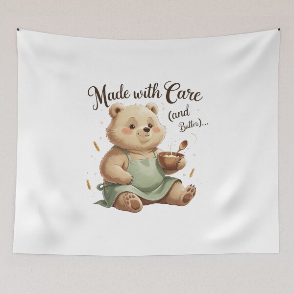 Item preview, Made With Care And Butter Funny Baking Bear Cottagecore designed and sold by AQUILAKREO.